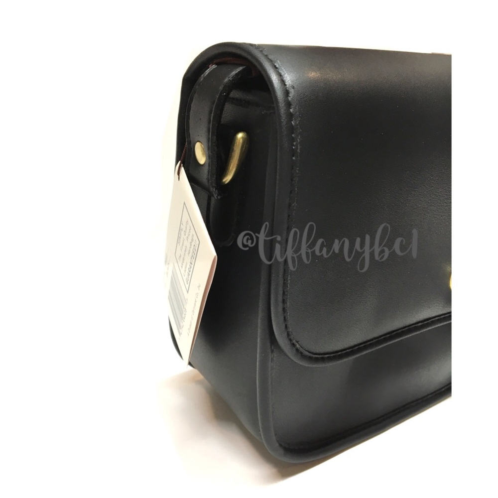 Soft Front Flap Shoulder Bag Faux Leather Black - Picture 2 of 15